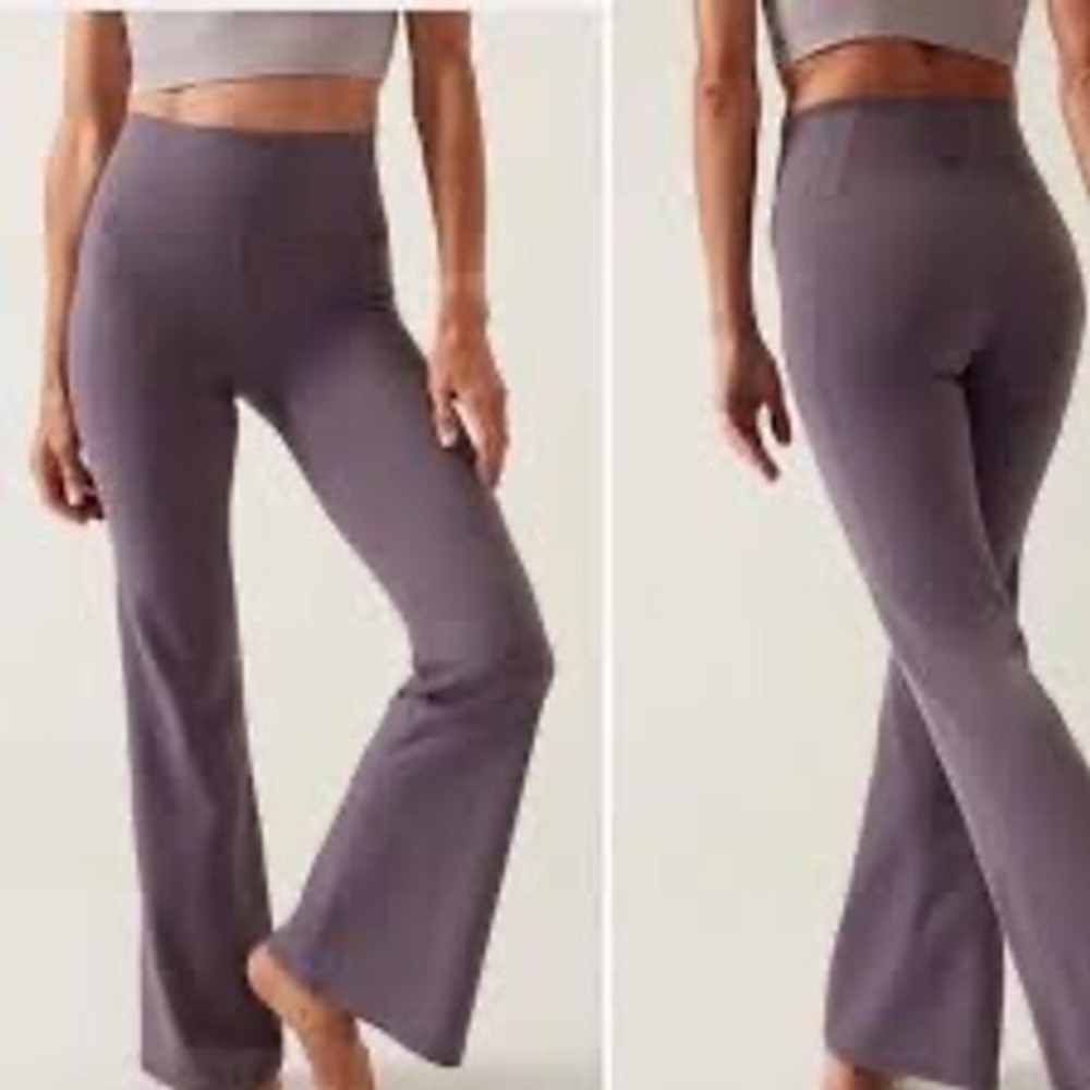 Athleta Salutation Stash Flare Pant Mauve Purple XXS High Rise Powervita Yoga